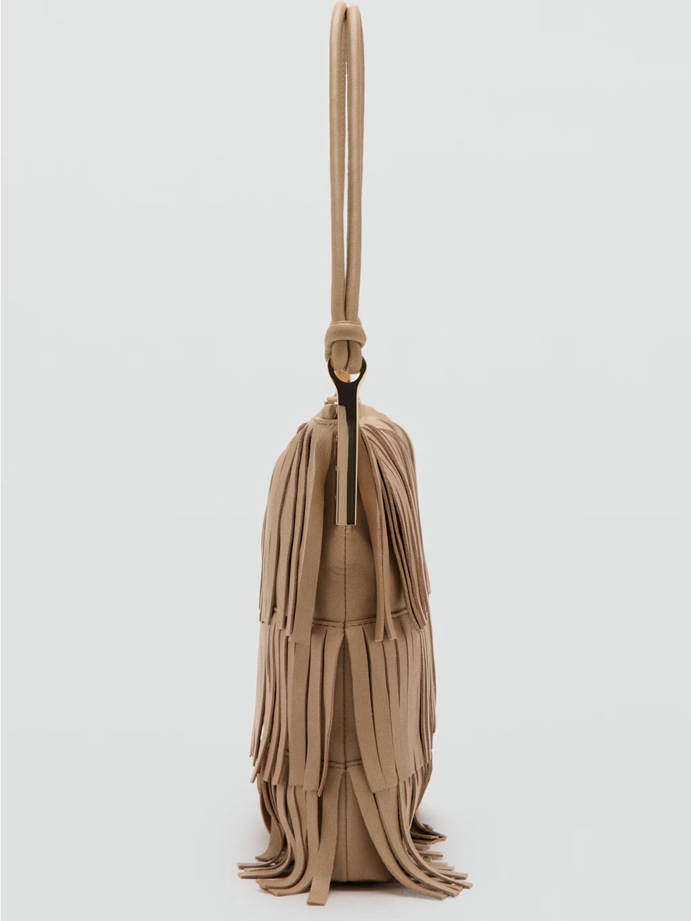 MANGO LARGE LEATHER SHOULDER BAG WITH FRINGES - Picture 5 of 6